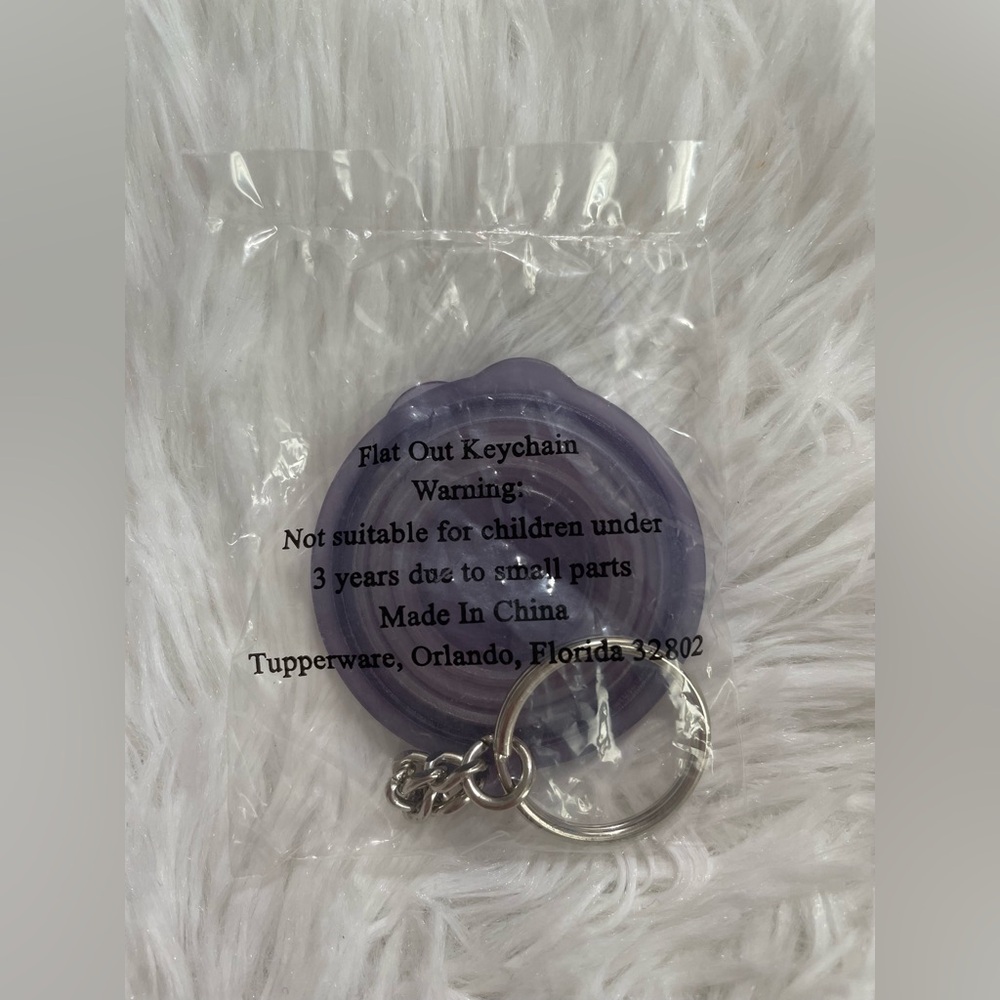 NEW Vintage Tupperware Keychain Flat Out Bowl Mini Gadget Lavender Retro Purple